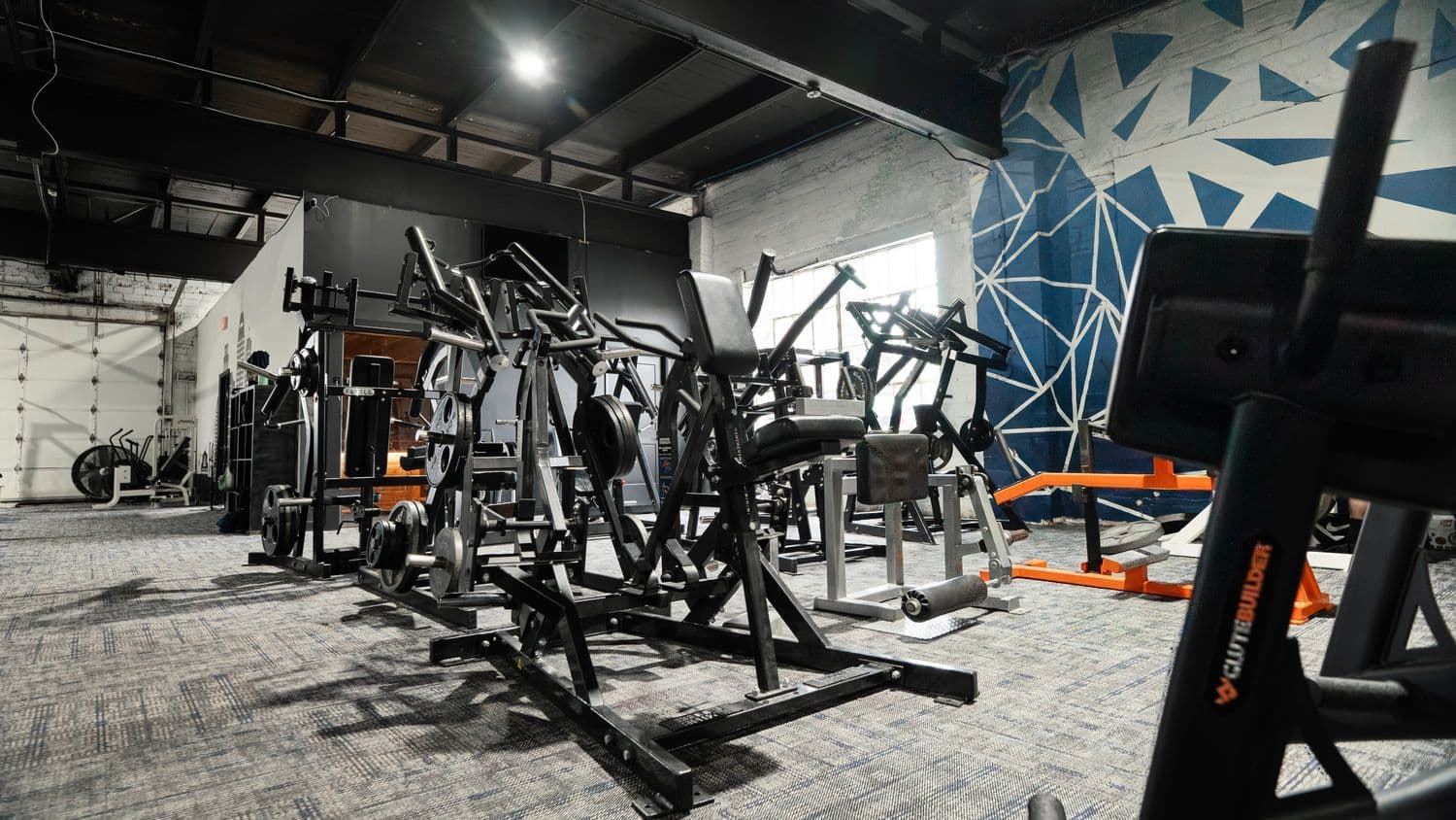Strength equipment and racks inside Indy City Barbell