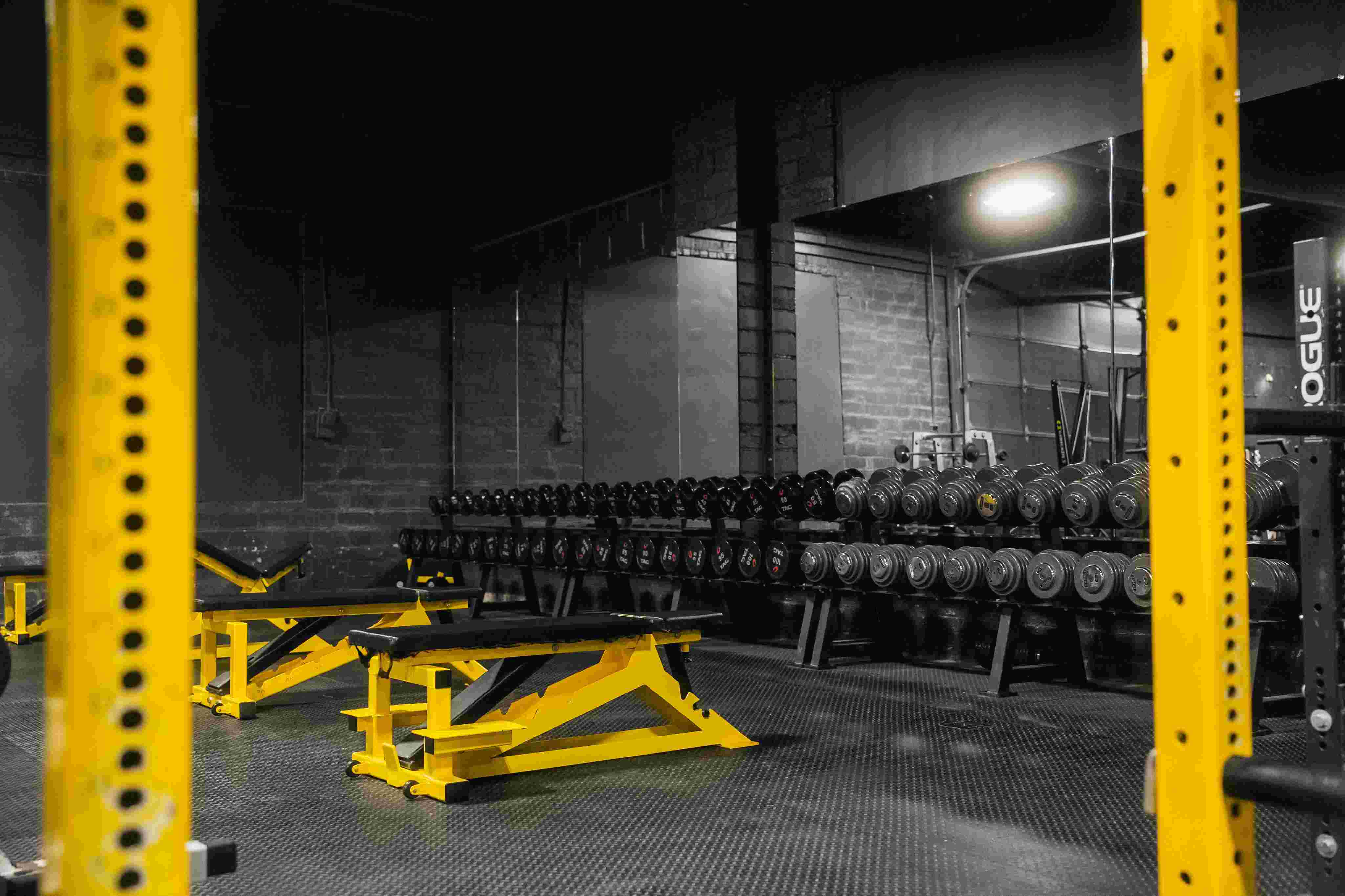 Training floor and equipment at a fitness club in Indianapolis